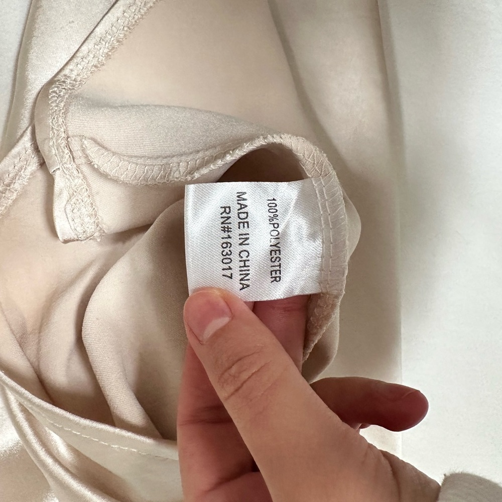 Princess Polly beige tie strap satin silk mini dress - Picture 3 of 3